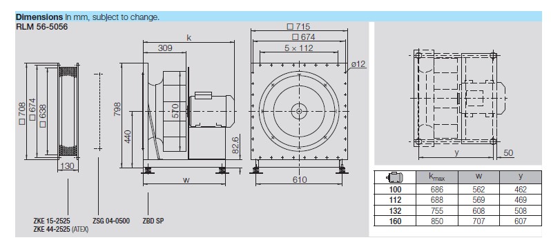 Габаритные размеры Nicotra RLM 56-5056-6D-16